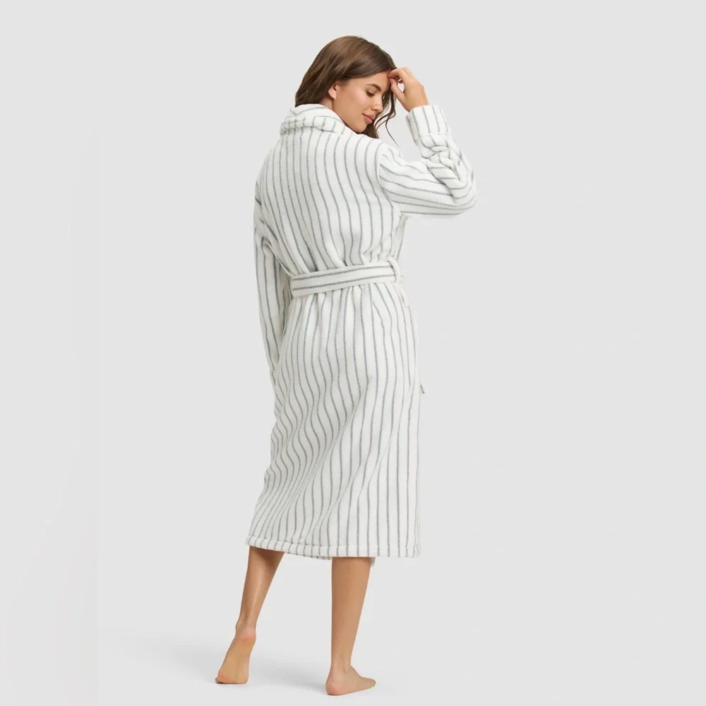 Cozy Earth Luxe Bath Robe Brook Stripe - Picture 2 of 5